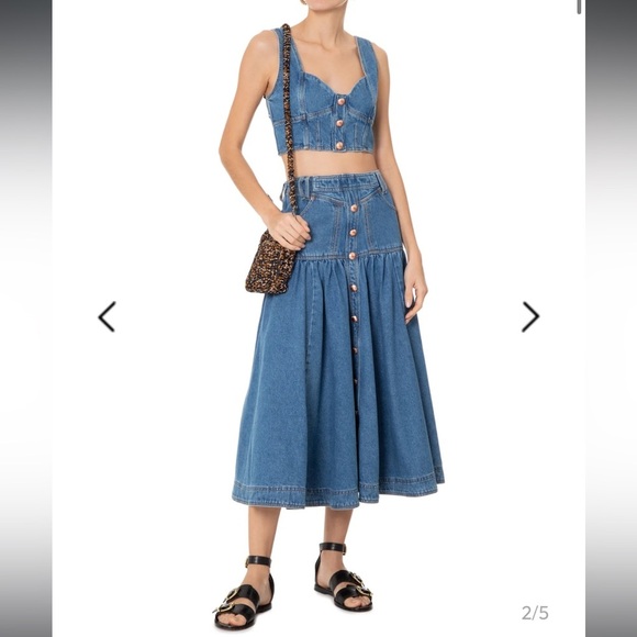 Farm Rio Cropped Jeans Top in Azul Medium Sold by Anthropologie 12 - Picture 5 of 14